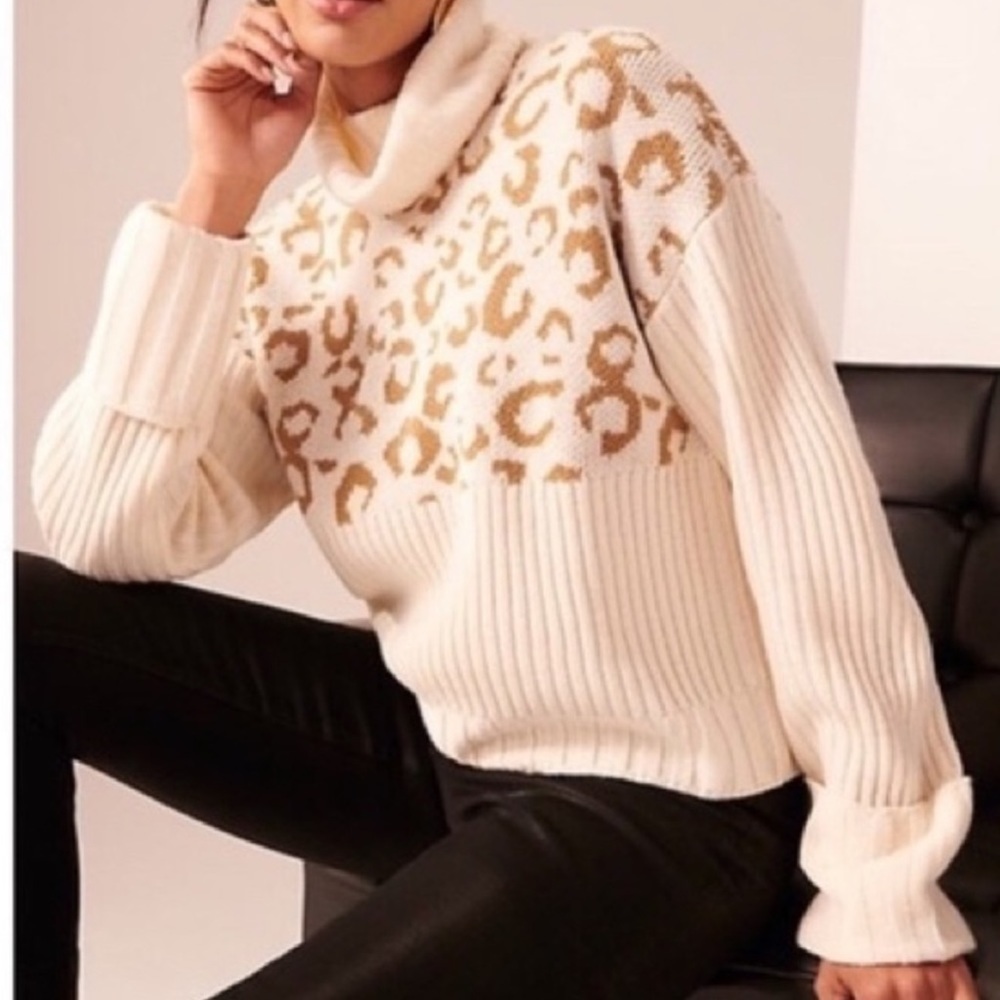 Nine West Leopard Print Turtleneck Sweater - Picture 2 of 9